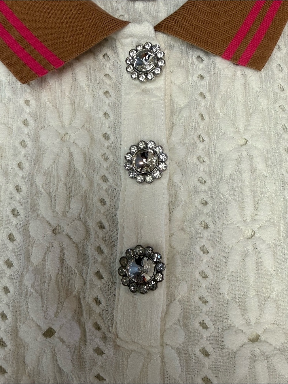 Maeve Puff-Sleeve Lace Polo Top Anthropologie Small - Picture 13 of 14